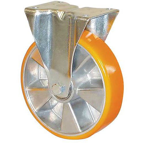 Roulette Roue Polyuréthane à Platine Fixe 100 Mm Ã˜ - 200 Kg