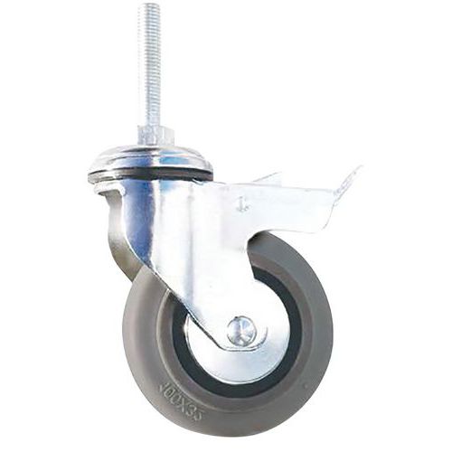 Roulette à Tige Fileté Double Blocage Ã˜ 100 Mm - 80 Kg