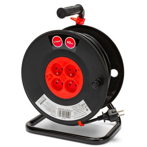 Velamp - Enrouleur Électrique 4 Prises 40M - Câble H05VV-F3G1.5MM2 - Puissance 3200W - IP20