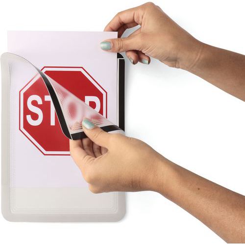 Pochette-cadre D'affichage Magneto Dos Magnétique Gris A5