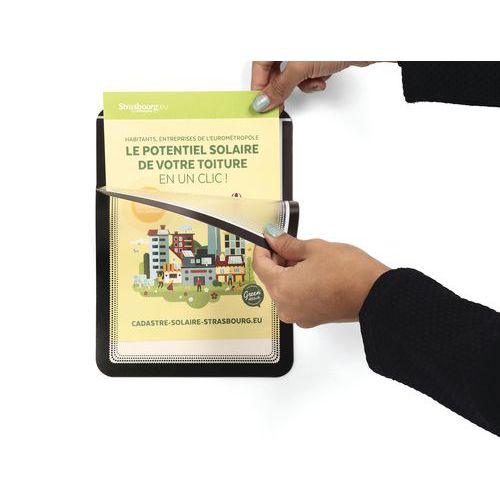 Pochette-cadre D'affichage Magneto Dos Magnétique Noir A5