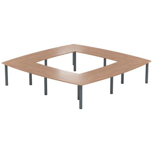 Table Réunion Atem 350 X 350 Cm Pied Rond Anthracite /noyer