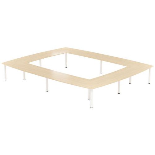 Table Réunion Atem 500 X 400 Cm Pied Rond Blanc /chêne Clair