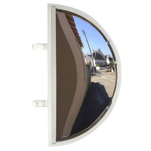 Kaptorama - Miroir Panoramique Sortie Garage - Demi-lune 180° - Poly+ Blanc 300mm - Vision 3m Intérieur/Extérieur