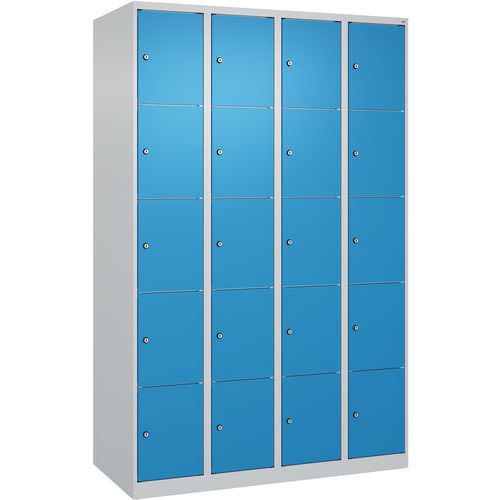 CP - Armoire à casiers Classic PLUS 20 portes - Acier Gris Clair/Bleu Clair - 185x120x50cm - Serrure à clé
