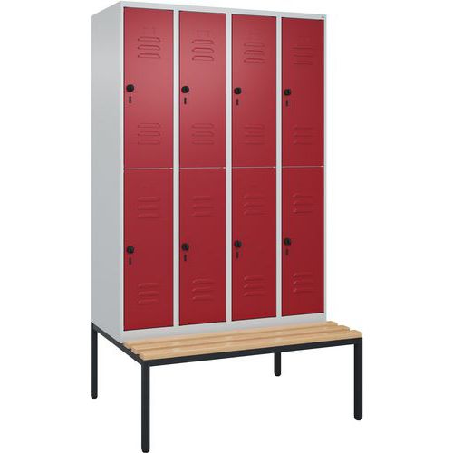 Vestiaire à deux niveaux Classic PLUS banc intégré - 8 casiers - CP