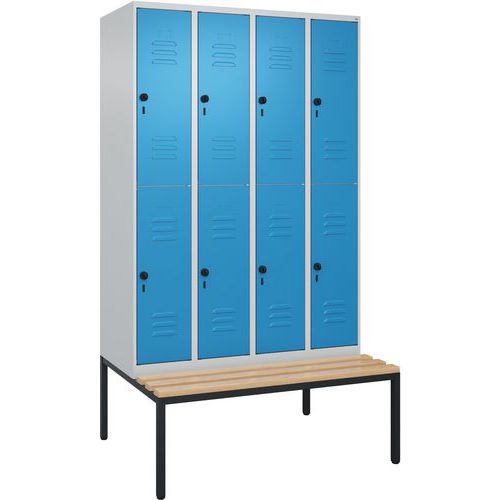 Vestiaire à deux niveaux Classic PLUS banc intégré - 8 casiers - CP