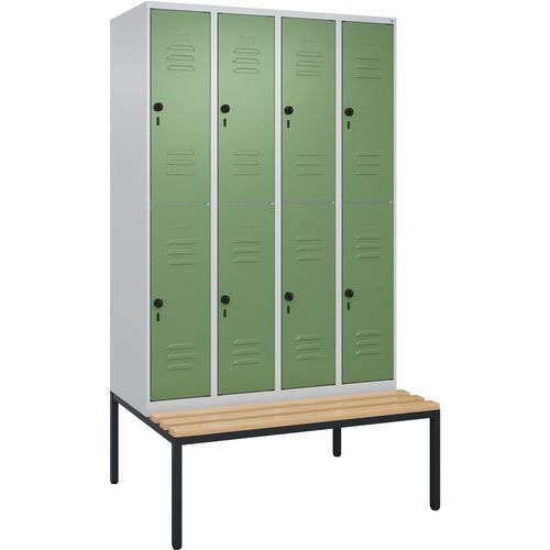 Vestiaire à deux niveaux Classic PLUS banc intégré - 8 casiers - CP