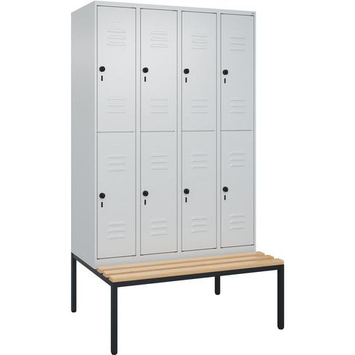 Vestiaire à deux niveaux Classic PLUS banc intégré - 8 casiers - CP