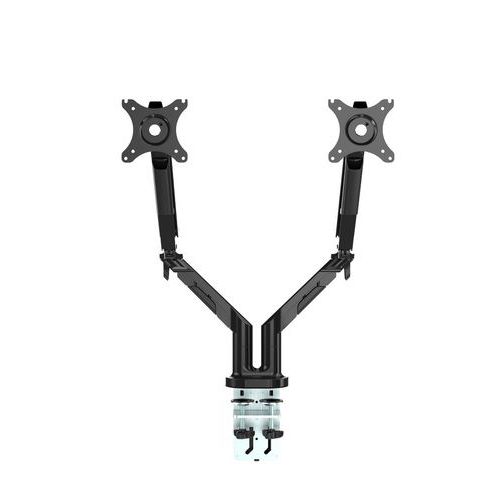 Desq - Bras double support écran ergonomique à ressort - Noir - Charge 2-9kg - Pour écrans 17-32 pouces - Télétravail
