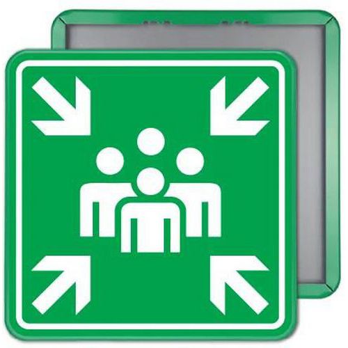 Relexim - Panneau Point de Rassemblement Aluminium 60x60 cm - Signalétique Évacuation Rigide - Garantie 7 Ans