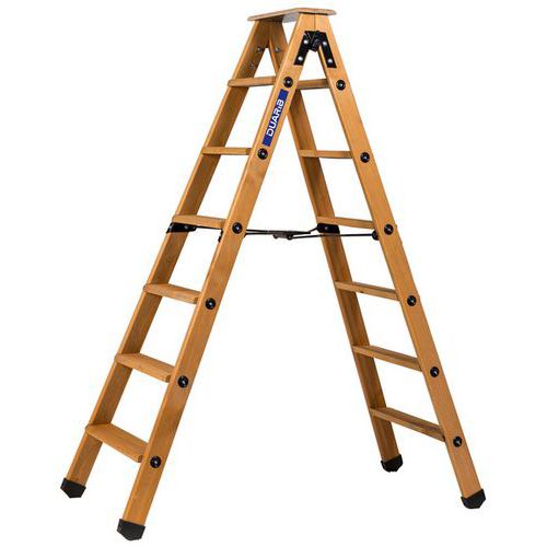 Escabeau Double Accès Bois 2x6 Marches + Tablette