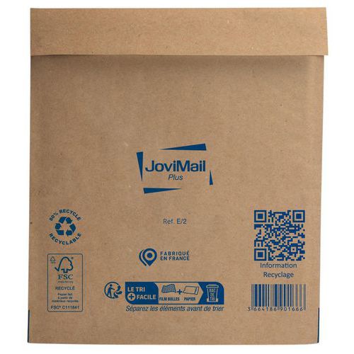 Jovipack - Pochette Kraft Renforcée Bulle 220x260mm - Éco-responsable - Idéale pour Expédition Protégée