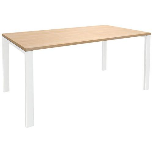 Burocean - Bureau droit Aeris 140x80cm chêne/blanc - Éco-responsable, Plateau 25mm, Piétement Acier, 5 ans garantie