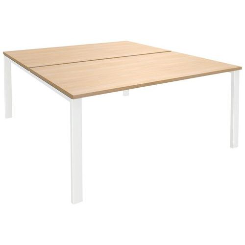 Burocean - Bureau Aeris 140x163cm Chêne/Blanc - Droit Face à Face - Éco-responsable - 5 Ans Garantie
