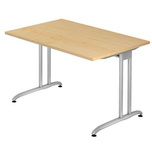 Hammerbacher - Bureau fixe 120 cm Série B Érable - Argent - Éco-responsable FSC