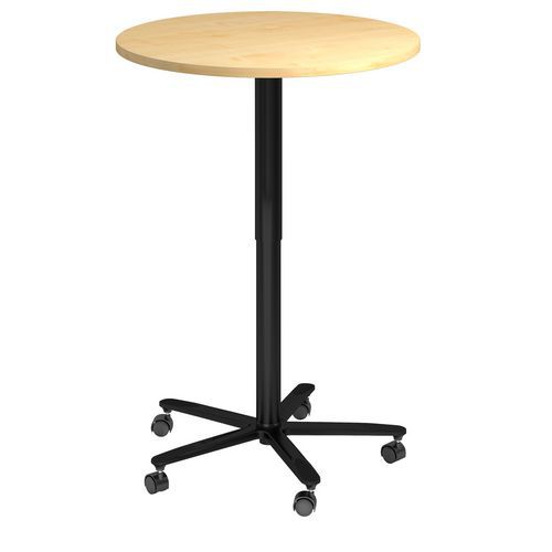 Table De Réunion Ronde 80cm Réglable En Hauteur Érable/noir