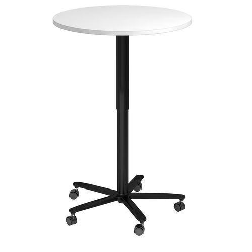 Table De Réunion Ronde 80cm Réglable En Hauteur Blanc/noir