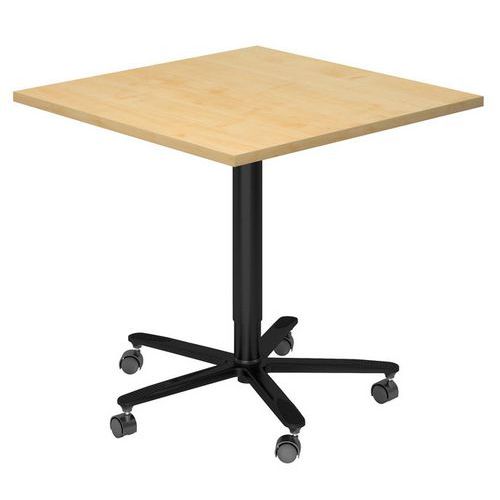 Hammerbacher - Table de réunion carrée 80x80cm réglable en hauteur érable/noir - Éco-responsable FSC
