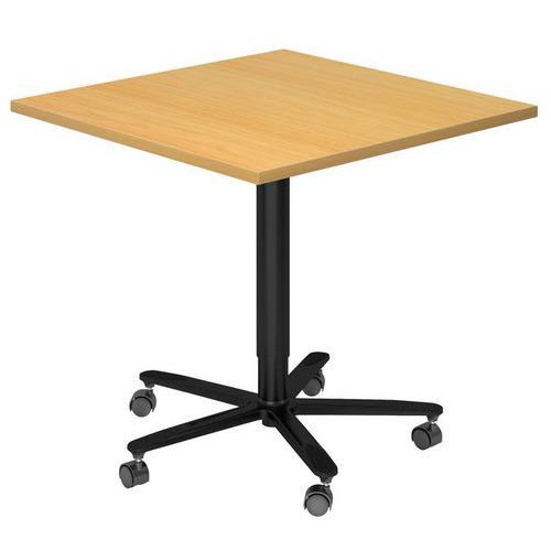 Table De Réunion Carrée 80x80cm Réglable En Ht Hêtre/noir