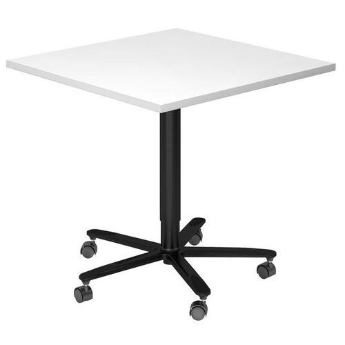 Hammerbacher - Table de réunion carrée 80x80cm réglable en hauteur blanc/noir - Éco-responsable FSC