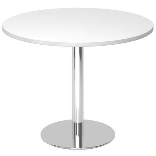 Table De Réunion Ronde 100cm Blanc/chromé