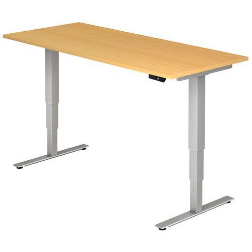 Hammerbacher - Bureau électrique Série XDSM 180cm Hêtre - Éco-responsable FSC - Argent