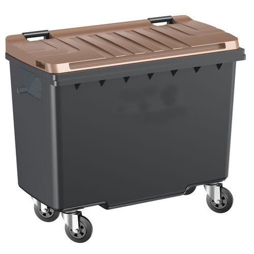 Sulo - Poubelle Industrielle 500L Gris Anthracite/Marron - 4 Roues 160mm - Mobile Tri Sélectif - Charge 200kg