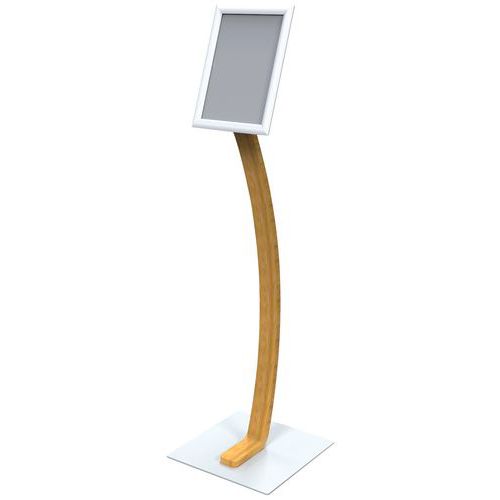 Alba - Présentoir de signalétique Signa A4 Bois Blanc - H 124cm - Stable et Élégant