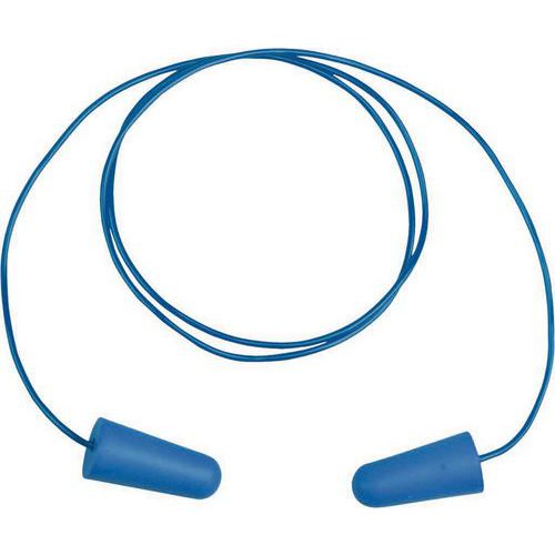 Delta Plus - Bouchons d'oreille détectables sur cordelette - Mousse PU, 37 dB, 200 paires, Réutilisables, Bleu