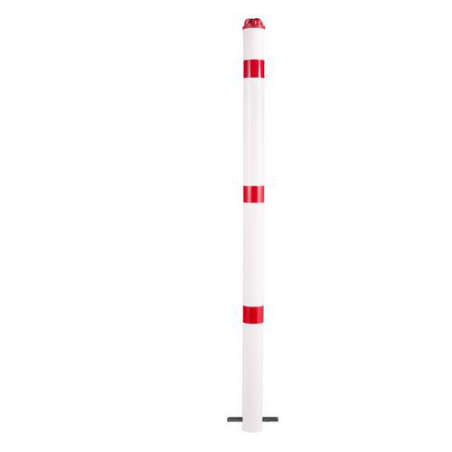 Croso - Poteau aluminium D60mm tête chaîne blanc/rouge à sceller - Aluminium, Voirie