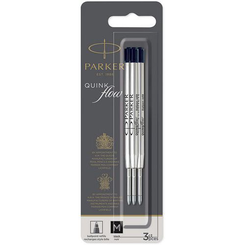 Lot De 3 Recharges Pour Stylo Bille Parker Encre Noire