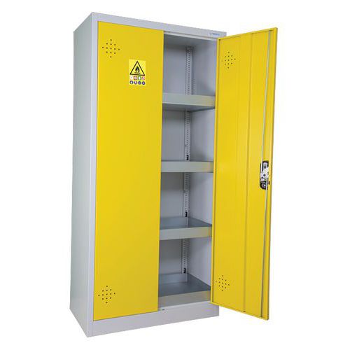 Trionyx - Armoire de sûreté 300L Jaune 2 portes - Pour produits dangereux (CMR) - Acier - Fermeture à clé