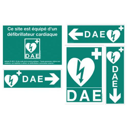 Holtex - Pack Signalétique Défibrillateur - 10x15 cm - Fond Vert Blanc - Accessibilité Sécurisée