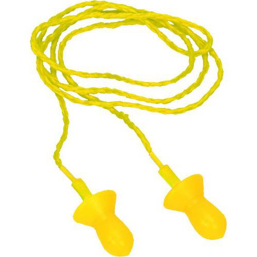 Delta Plus - Bouchons d'oreille en silicone sur cordelette - 26 dB - Réutilisables - Lot de 10 paires - Jaune