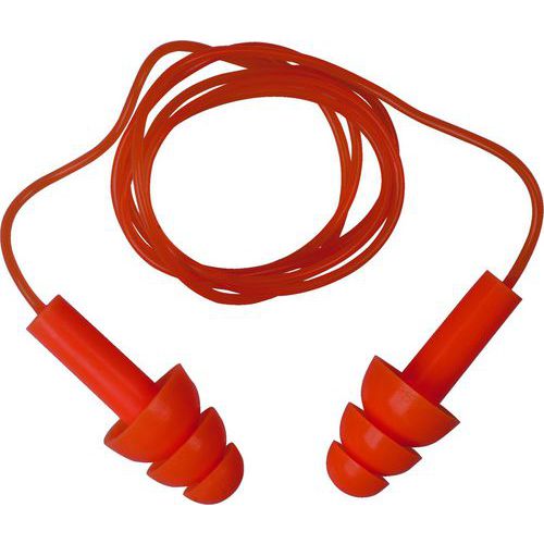 Delta Plus - Bouchons d'oreille sur Cordelette Silicone Orange - 32 dB - Réutilisables - Lot de 10 paires