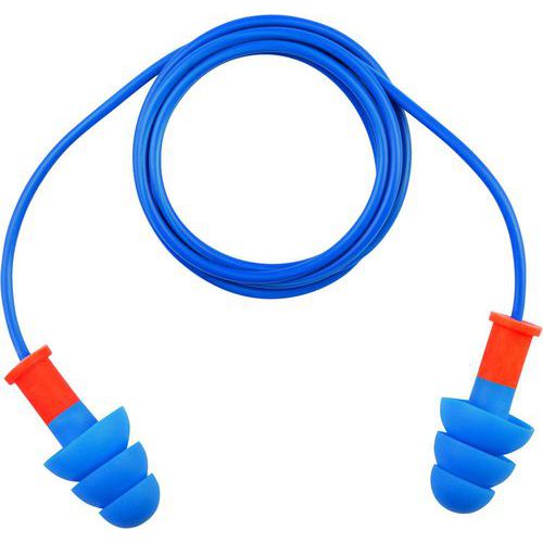 Delta Plus - Bouchons d'oreille sur Cordelette Conicfirde050 Bleu - 34 dB - Réutilisables - Lot de 10 paires