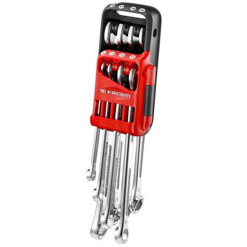 Facom - Jeu de 8 clés mixtes longues OGV GRIP 441 - 8 à 19 mm - Étui chromé réversible - Garantie à vie