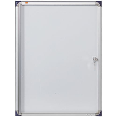 Nobo - Vitrine d'intérieur extra plate magnétique - 4xA4 - Aluminium Blanc - Coulissante