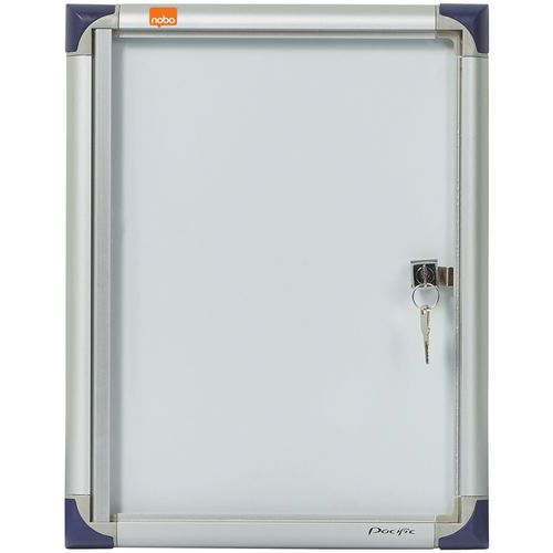 Nobo - Vitrine d'intérieur extra plate 1xA4 - Fond magnétique blanc aluminium - Coulissante - 248mm largeur