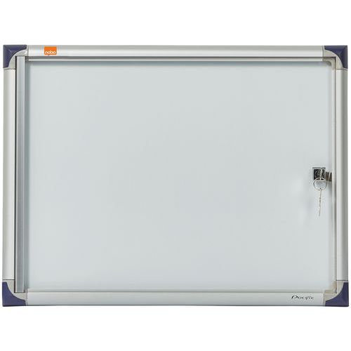 Nobo - Vitrine d'intérieur extra plate magnétique 2xA4 - Blanc Aluminium - Coulissante - 385x250mm