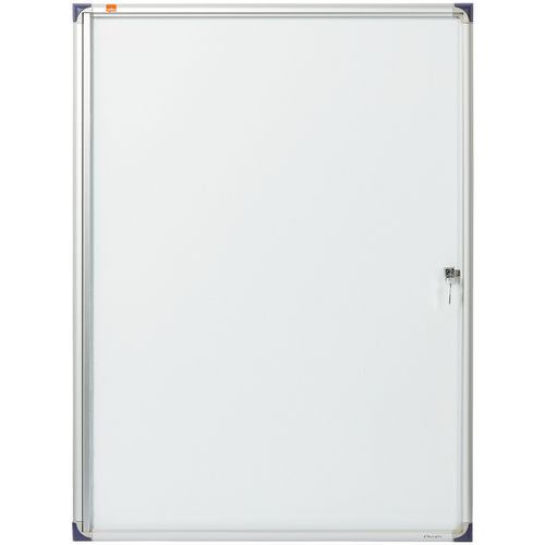 Nobo - Vitrine d'intérieur extra plate magnétique - 9xA4 - Blanc - Aluminium - Coulissante