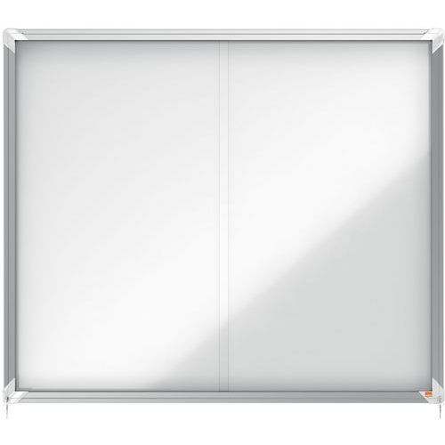 Nobo - Vitrine d'intérieur magnétique 15 x A4 - Blanc Aluminium - 1140x970mm - Coulissante