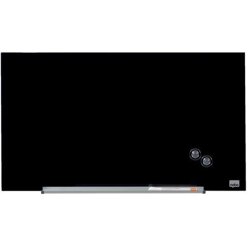 Nobo - Tableau blanc magnétique en verre - 68 x 38 cm - Noir - Surface effaçable et durable