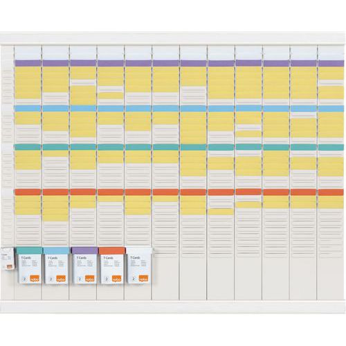 Nobo - Kit à fiches T 12 colonnes indice 2 - 32 fentes - Hauteur 66 cm - Organisez votre planning efficacement