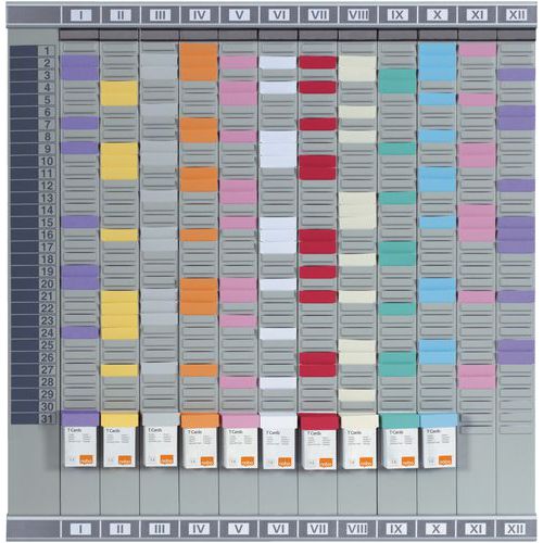 Nobo - Kit Planning Professionnel 12 Colonnes 32 Fentes - Gris 69 cm - Organisez Votre Espace