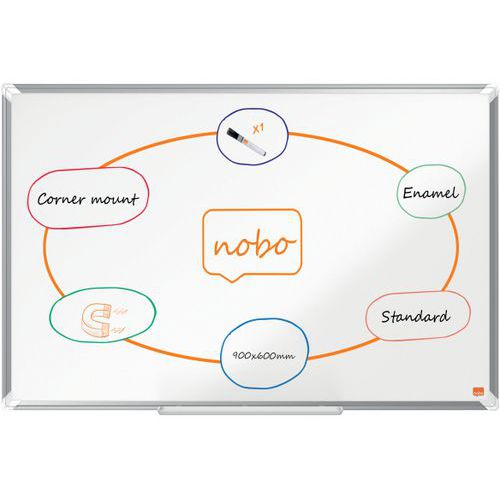 Nobo - Tableau blanc émaillé Premium Plus 90x60 cm - Magnétique, Surface durable, Éco-responsable
