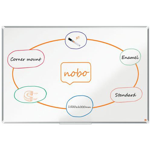 Nobo - Tableau blanc émaillé Premium Plus 150x100 cm - Magnétique et durable - Éco-responsable