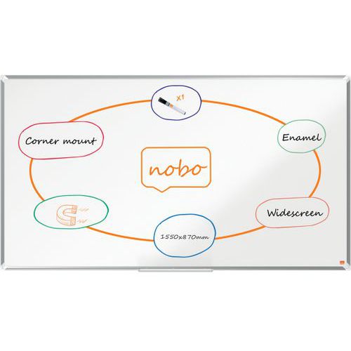 Nobo - Tableau blanc émaillé magnétique 155x87cm - Premium Plus - Surface durable et écologique