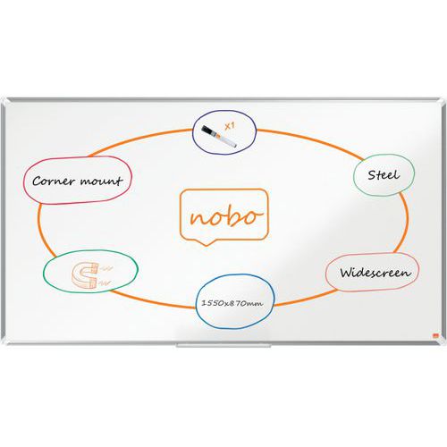 Nobo - Tableau blanc laqué Nano Clean - 155 x 87 cm - Magnétique - Éco-responsable